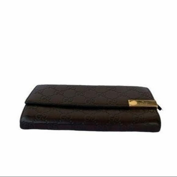 Authentic Gucci Wallet Long Brown Leather GG Logo Vintage On Sale - Picture 4 of 9